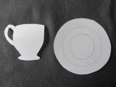 Pattern - Cut three circles of different sizes for saucer. You can us patterned paper, paint or draw your own and or use different colours for each circles as I have done.